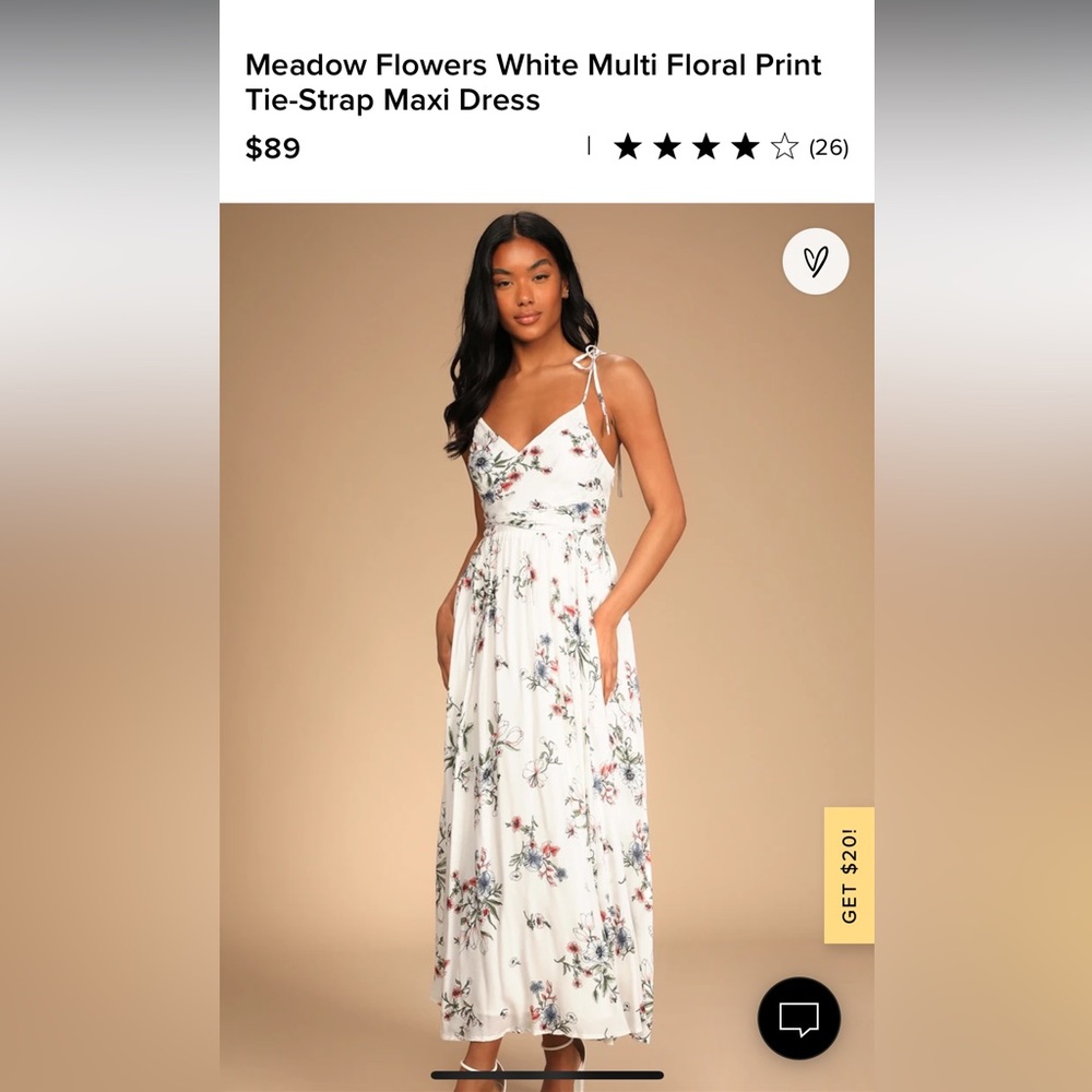 NWOT Lulus Meadow Flowers White Multi Floral Maxi Dress - Large (L)